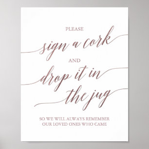 Elegante Rose Gold Kalligraphie Bitte unterzeichne Poster