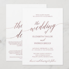 Elegante Rose Gold-Kalligraphie in einer Hochzeit Einladung