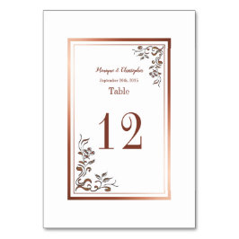 Elegante Rose Gold Kupfer Blütenweiße Hochzeit Tischnummer