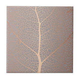 Elegante Rose Gold Leaf Tree Muster Fliese