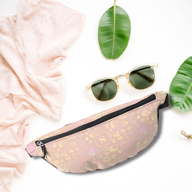 Elegante Rose Gold Lemon Chiffon Leopard Print Coo Bauchtasche (Von Creator hochgeladen)