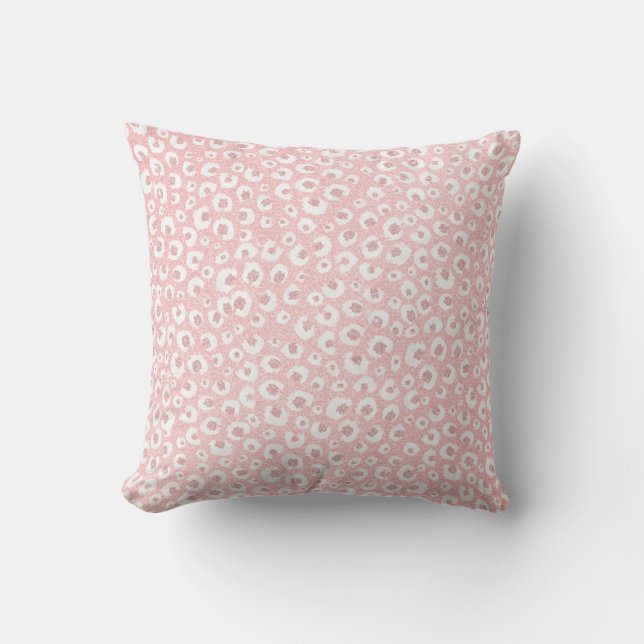 Elegante Rose Gold Leopard Print White Pattern Kissen (Vorderseite)