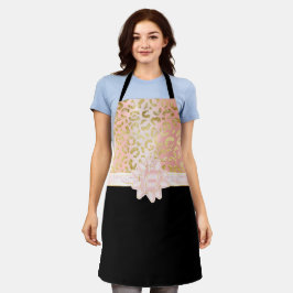 Elegante Rose Gold Leopard Rosa Ribbon Schwarze Sc Schürze