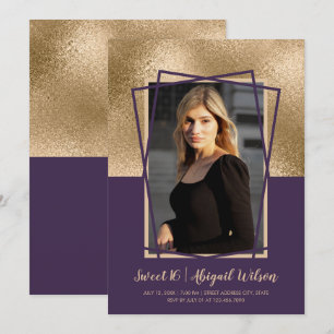 Elegante Rose Gold lila 16 . Geburtstag Geburtstag Einladung