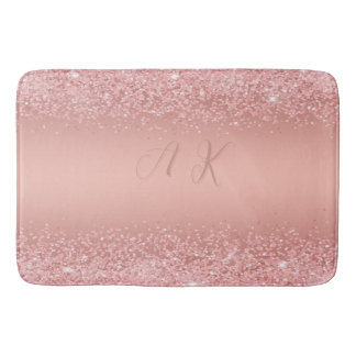 Elegante Rose Gold Luxe Schimmer-Monogramm Badematte