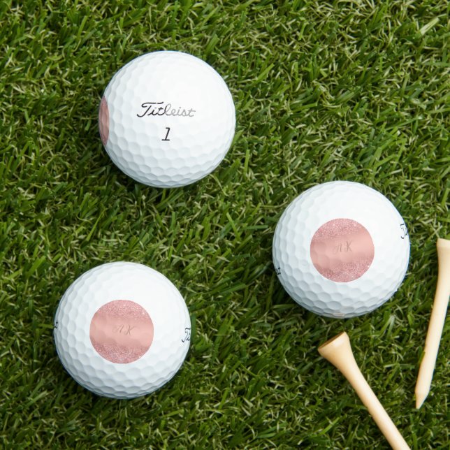 Elegante Rose Gold Luxe Schimmer-Monogramm Golfball (Insitu Gras)