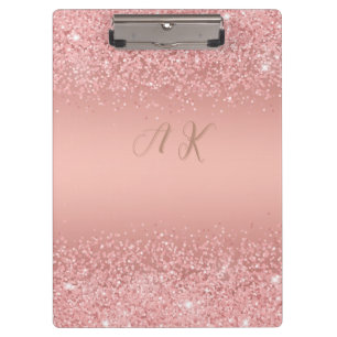 Elegante Rose Gold Luxe Schimmer Monogramm  Klemmbrett