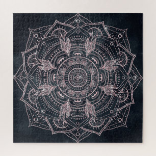 Elegante Rose Gold Mandala Gray Nebula Design Puzzle