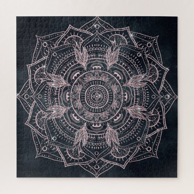 Elegante Rose Gold Mandala Gray Nebula Design Puzzle (Vertikal)