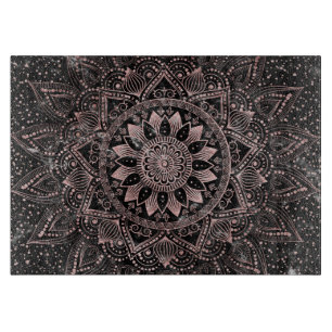 Elegante Rose Gold Mandala Punkte und Marmor Kunst Schneidebrett
