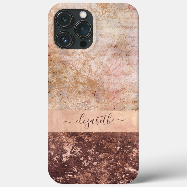Elegante Rose Gold Marble Agate Script Case-Mate iPhone Hülle (Rückseite)