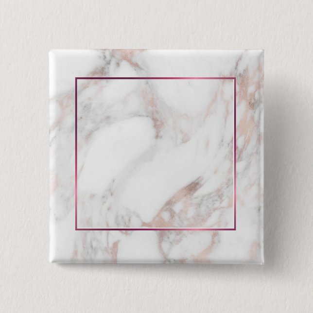 Elegante Rose Gold Marble benutzerdefinierte Blank Button (Vorderseite)
