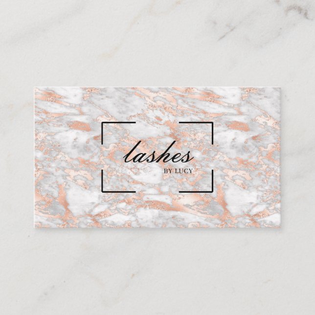 Elegante Rose Gold Marble Business Card Lash Bar Visitenkarte (Vorderseite)