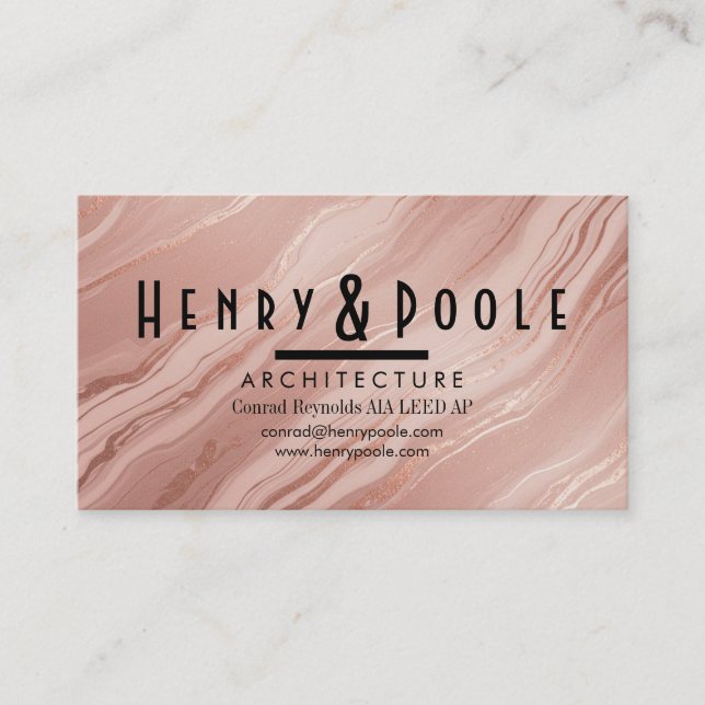 Elegante Rose Gold Marmor für Architekten und Hand Visitenkarte (Vorderseite)
