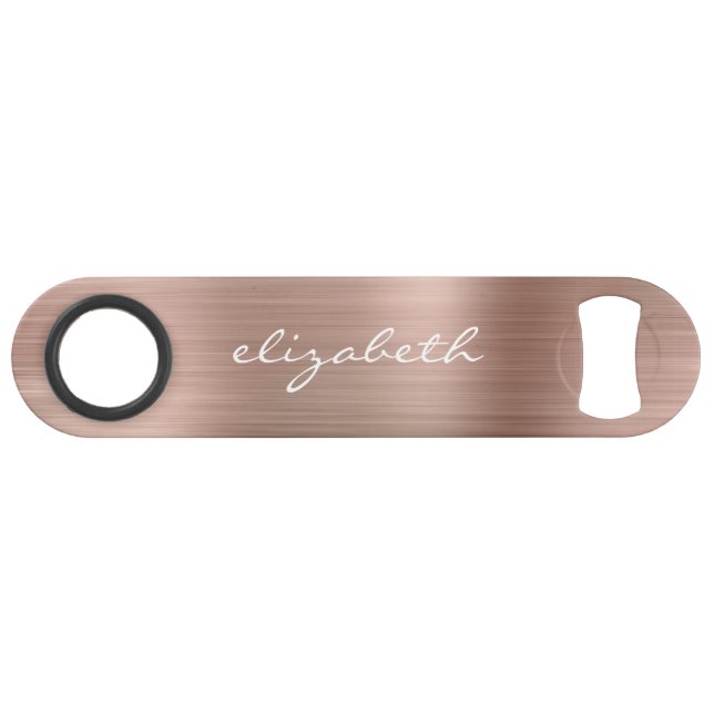 Elegante Rose Gold Metallic Personalisiert Speed Flaschenöffner (Vorderseite (Horizontal))