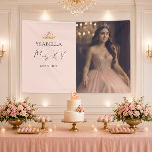 Elegante Rose Gold Mis XV Foto Banner