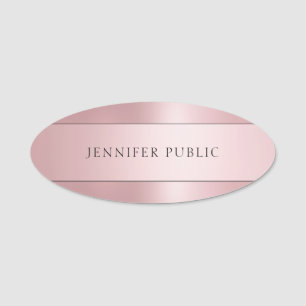 Elegante Rose Gold Moderne, einfache Vorlage Oval Namensschild