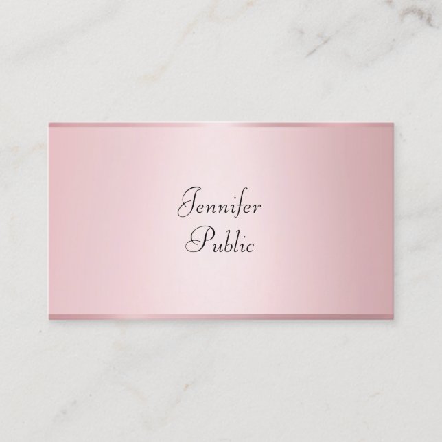 Elegante Rose Gold Moderne gezeichnet Beruflich Visitenkarte (Vorderseite)