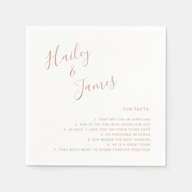 Elegante Rose Gold Moderne Hochzeit Serviette (Vorderseite)