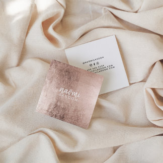 Elegante Rose Gold Moderne quadratische Weiß Visitenkarte