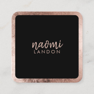 Elegante Rose Gold Moderne Quadratzoll Schwarz Quadratische Visitenkarte