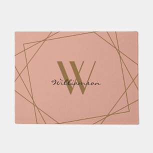 Elegante Rose Gold Monogram Add Name Script Fußmatte