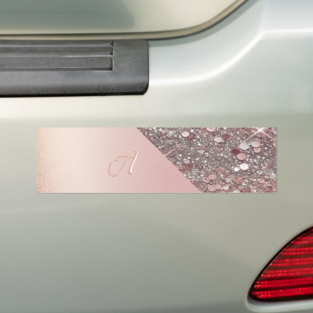 Elegante Rose Gold Monogram Autoaufkleber (Auf Auto)