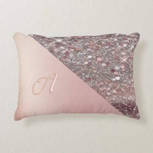 Elegante Rose Gold Monogram Dekokissen