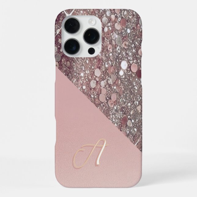 Elegante Rose Gold Monogram iPhone Hülle (Rückseite)