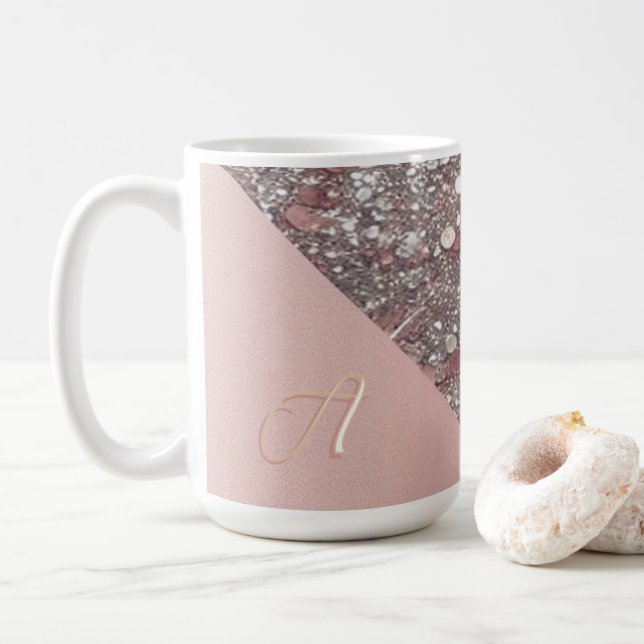 Elegante Rose Gold Monogram Kaffeetasse (Mit Donut)