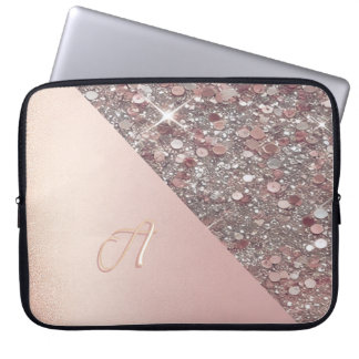 Elegante Rose Gold Monogram Laptopschutzhülle