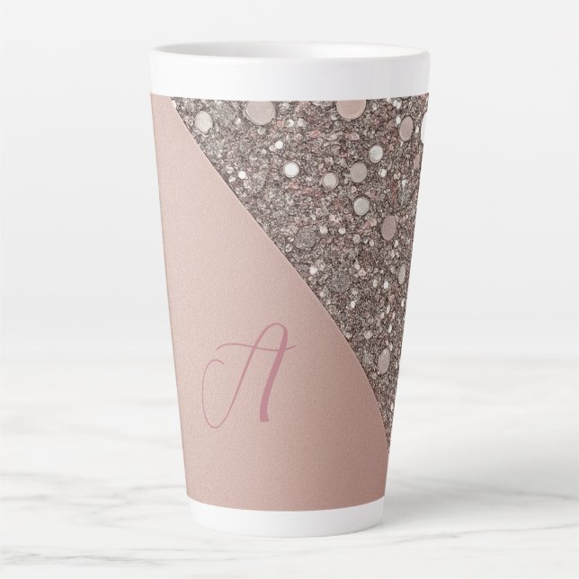 Elegante Rose Gold Monogram Milchtasse (Vorderseite)