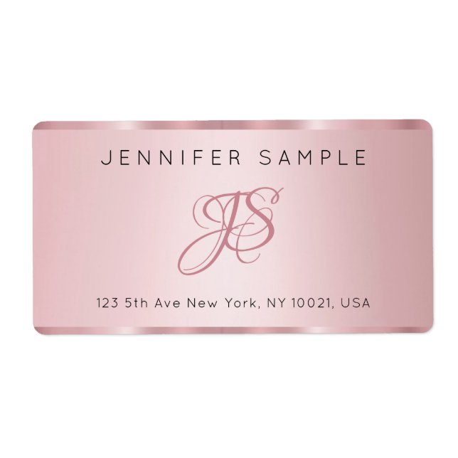 Elegante Rose Gold Monogram Modern Simple Template (Vorne)