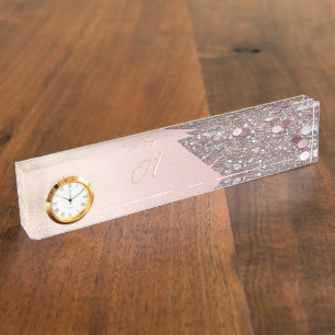 Elegante Rose Gold Monogram Namensplakette