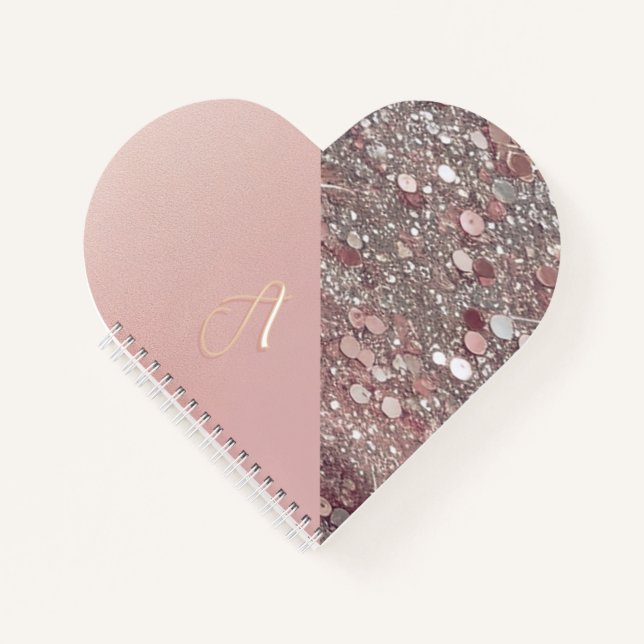 Elegante Rose Gold Monogram Notizbuch (Vorderseite)