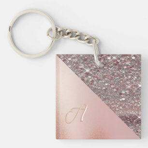 Elegante Rose Gold Monogram Schlüsselanhänger