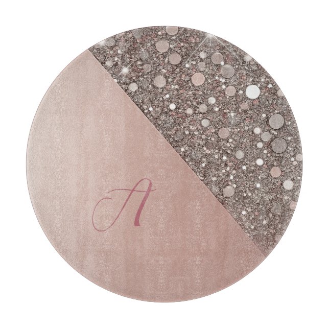 Elegante Rose Gold Monogram Schneidebrett (Vorderseite)