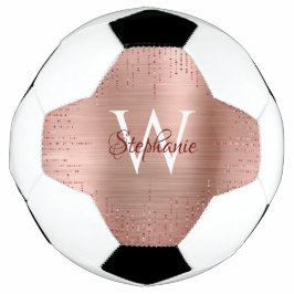 Elegante Rose Gold Monogram Sparkle Fußball
