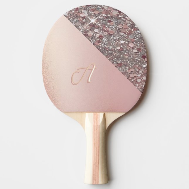 Elegante Rose Gold Monogram Tischtennis Schläger (Vorderseite)