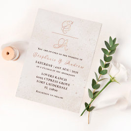 Elegante Rose Gold Monogram Wedding Foil Einladung