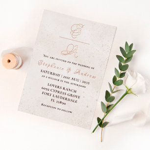 Elegante Rose Gold Monogram Wedding Foil Einladung