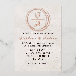 Elegante Rose Gold Monogram Wedding Foil Einladung