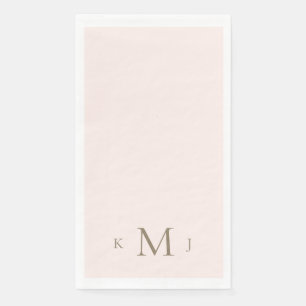 Elegante Rosé & Gold Monogramm Hochzeit Serviette