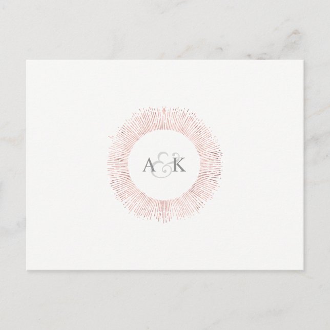Elegante Rose Gold-Monogramm Save the Date Postkar Ankündigungspostkarte (Vorderseite)