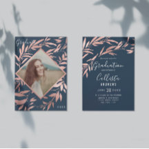 Elegante Rose Gold Navy Blätter Foto Abschluss