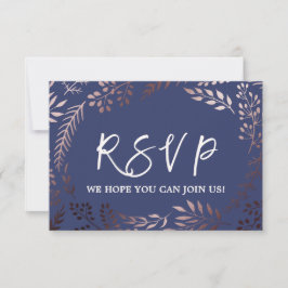 Elegante Rose Gold & Navy Wedding Website RSVP Car Karte