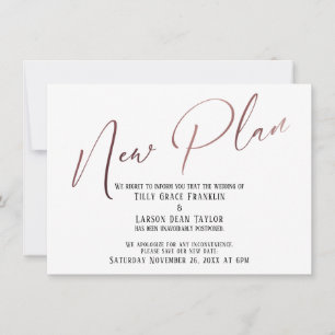 Elegante Rose Gold New Plan Announcement Card Einladung