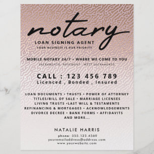 Elegante Rose Gold Notary Loan Agent Flyer