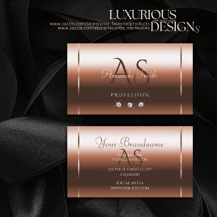 Elegante Rose Gold Optics Sparkle Diamonds Initial Visitenkarte