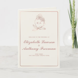 Elegante Rose Gold Orchid Monogram Wedding Zeremon Programm